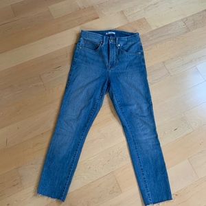 Good American Good Legs High Rise Jeans w/ raw hem